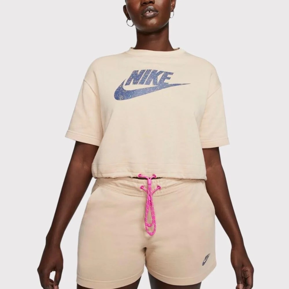 Nike Cropped Drawstring Short Sleeve Sweatshirt
